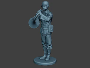 german musician soldier ww2 stand french horn g8 3D Print Model