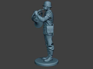 german musician soldier ww2 stand french horn g8 3D Print Model