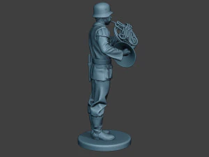 german musician soldier ww2 stand french horn g8 3D Print Model