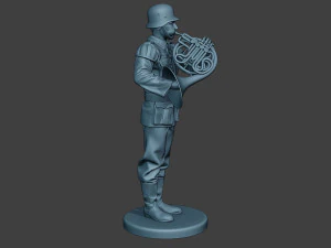 german musician soldier ww2 stand french horn g8 3D Print Model