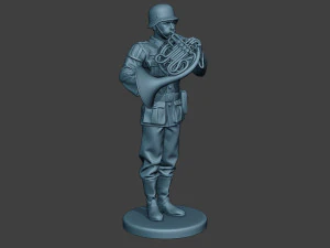 german musician soldier ww2 stand french horn g8 3D Print Model