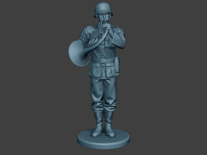 german musician soldier ww2 stand french horn g8 3D Print Model