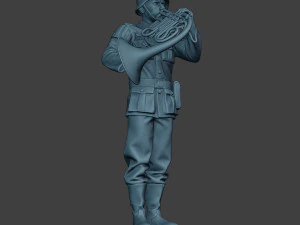 german musician soldier ww2 stand french horn g8 3D Print Model