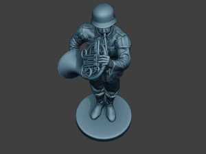 german musician soldier ww2 stand french horn g8 3D Print Model