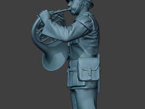 german musician soldier ww2 stand french horn g8 3D Print Model