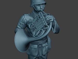 german musician soldier ww2 stand french horn g8 3D Print Model