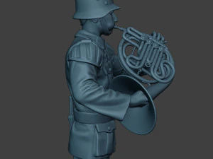 german musician soldier ww2 stand french horn g8 3D Print Model