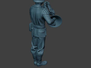german musician soldier ww2 stand french horn g8 3D Print Model