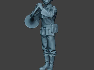 german musician soldier ww2 stand french horn g8 3D Print Model