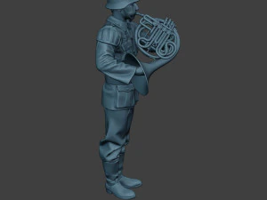 german musician soldier ww2 stand french horn g8 3D Print Model