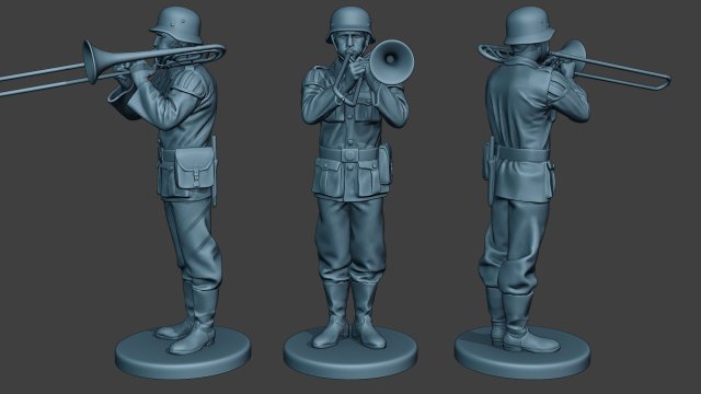 german musician soldier ww2 stand trombone g8 3D Принт Модель .c4d .max .obj .3ds .fbx .stl .blend 