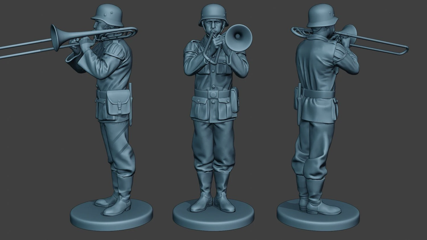 m&uacute;sico alem&atilde;o soldado ww2 stand trombone g8 Modelo de Impressão 3D .c4d .max .obj .3ds .fbx .stl .blend 