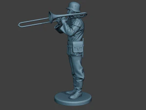 m&uacute;sico alem&atilde;o soldado ww2 stand trombone g8 Modelo de Impressão 3D