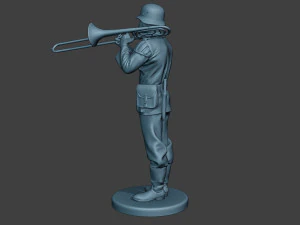m&uacute;sico alem&atilde;o soldado ww2 stand trombone g8 Modelo de Impressão 3D