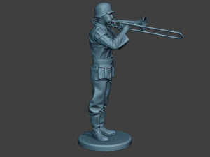 m&uacute;sico alem&atilde;o soldado ww2 stand trombone g8 Modelo de Impressão 3D