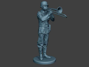 m&uacute;sico alem&atilde;o soldado ww2 stand trombone g8 Modelo de Impressão 3D