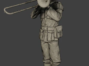 m&uacute;sico alem&atilde;o soldado ww2 stand trombone g8 Modelo de Impressão 3D