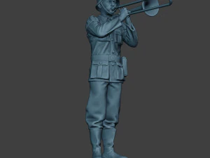 m&uacute;sico alem&atilde;o soldado ww2 stand trombone g8 Modelo de Impressão 3D