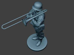 m&uacute;sico alem&atilde;o soldado ww2 stand trombone g8 Modelo de Impressão 3D