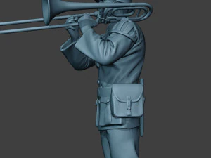 m&uacute;sico alem&atilde;o soldado ww2 stand trombone g8 Modelo de Impressão 3D