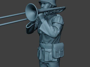 m&uacute;sico alem&atilde;o soldado ww2 stand trombone g8 Modelo de Impressão 3D