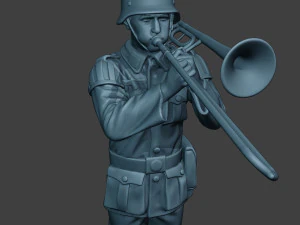 m&uacute;sico alem&atilde;o soldado ww2 stand trombone g8 Modelo de Impressão 3D