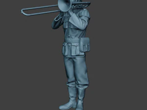 m&uacute;sico alem&atilde;o soldado ww2 stand trombone g8 Modelo de Impressão 3D