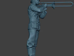 m&uacute;sico alem&atilde;o soldado ww2 stand trombone g8 Modelo de Impressão 3D