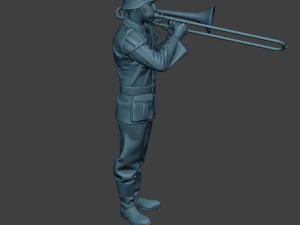 m&uacute;sico alem&atilde;o soldado ww2 stand trombone g8 Modelo de Impressão 3D