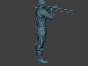 m&uacute;sico alem&atilde;o soldado ww2 stand trombone g8 Modelo de Impressão 3D