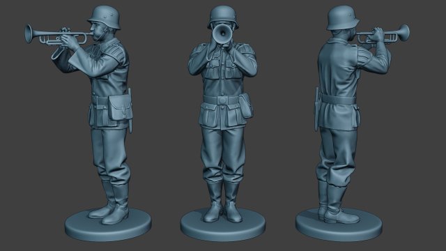 german musician soldier ww2 stand trumpet g8 3D Print Model .c4d .max .obj .3ds .fbx .stl .blend