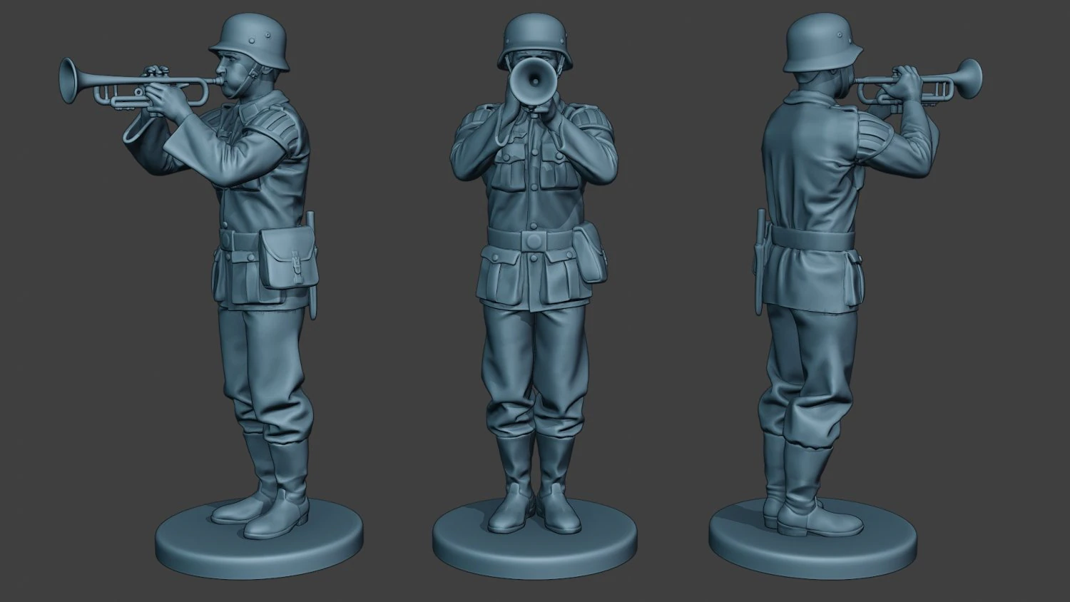 german musician soldier ww2 stand trumpet g8 3D Print Model .c4d .max .obj .3ds .fbx .stl .blend 
