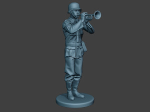 german musician soldier ww2 stand trumpet g8 3D Print Model