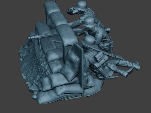 german soldier ww2 mg42 group g7 Modèles 3D en vedette