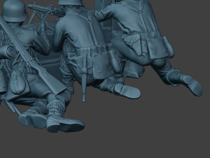 german soldier ww2 mg42 group g7 Modèles 3D en vedette