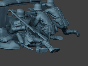 german soldier ww2 mg42 group g7 Modèles 3D en vedette