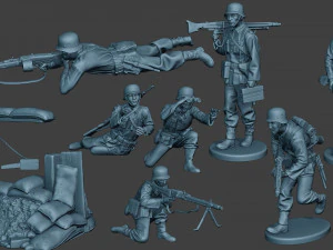 soldados alemanes ww2 mg42 g7 pack1 Modelo de impresión 3D