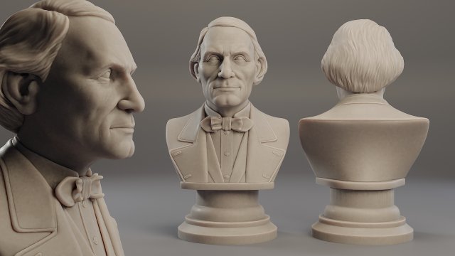 jean eugene robert houdin bust Model do druku 3D .c4d .max .obj .3ds .fbx .stl .blend 
