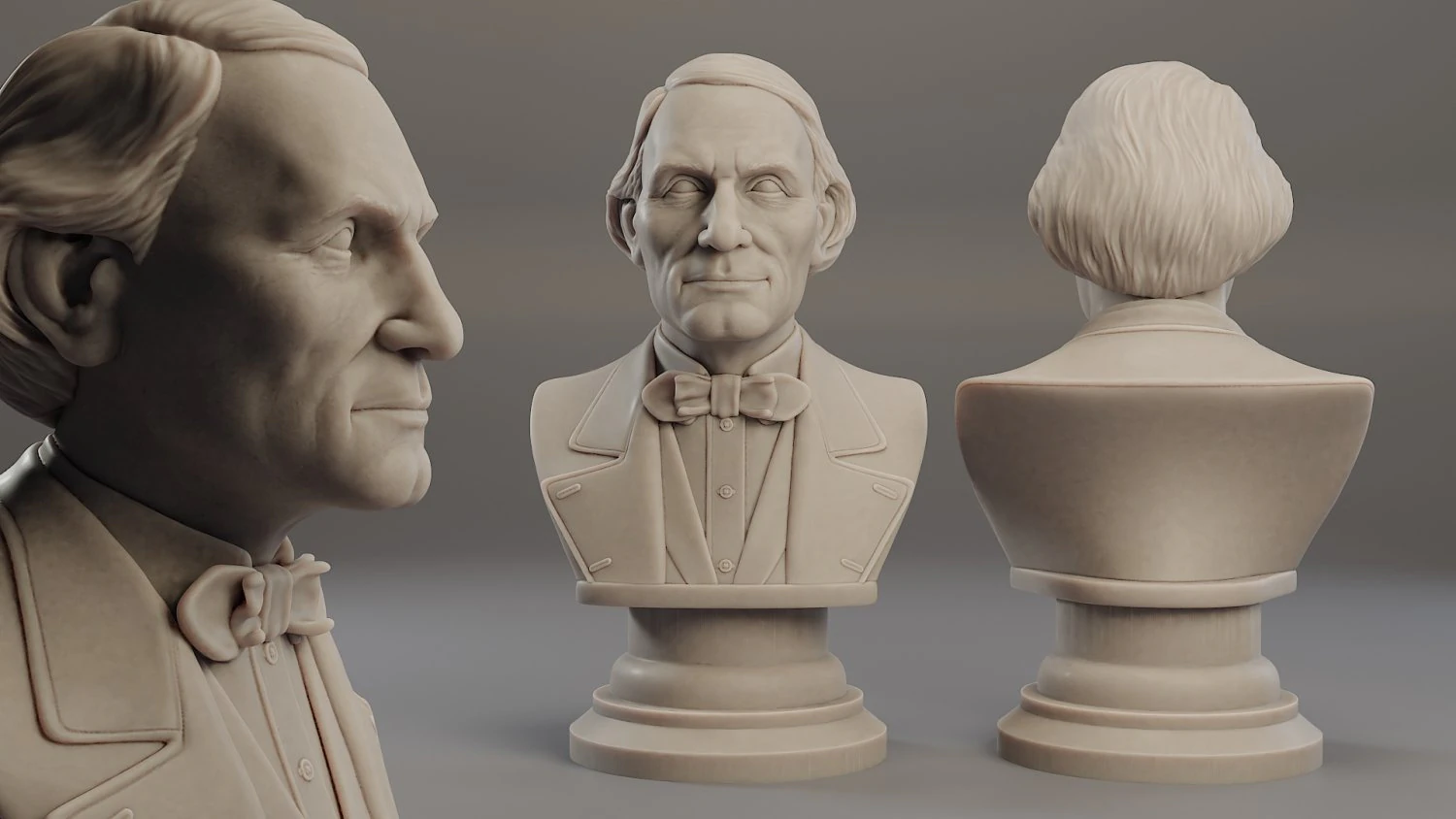 jean eugene robert houdin bust 3D Print Model .c4d .max .obj .3ds .fbx .stl .blend 