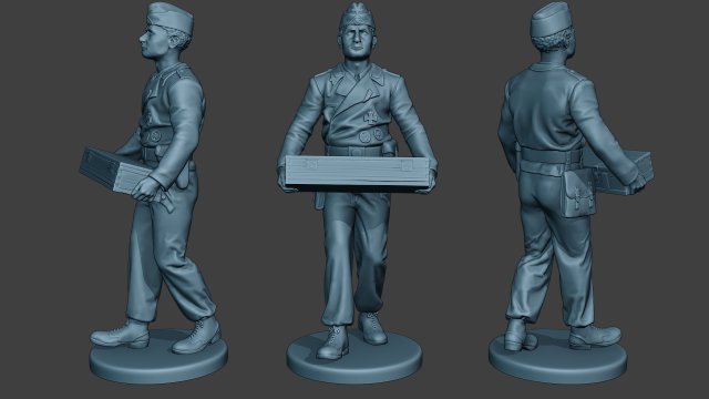 german tank crew unit ww2 carring gtc1 Modello di stampa 3D .c4d .max .obj .3ds .fbx .stl .blend 