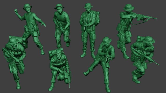 modern jungle soldiers mjs1 pack 1 Modello di stampa 3D .c4d .max .obj .3ds .fbx .stl .blend 