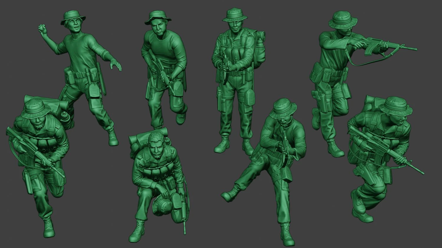 modern jungle soldiers mjs1 pack 1 3D Print Model .c4d .max .obj .3ds .fbx .stl .blend