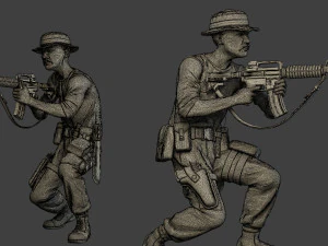 modern jungle soldier shoot crouched3 mjs1 3D Print Model