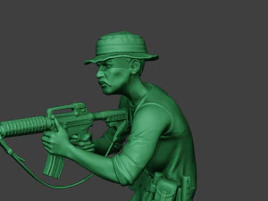 modern jungle soldier shoot crouched3 mjs1 3D Print Model
