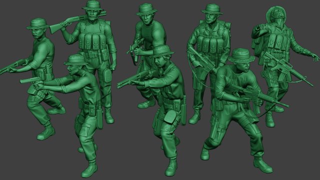 modern jungle soldiers mjs1 pack 3 3D 打印模型 .c4d .max .obj .3ds .fbx .stl .blend 