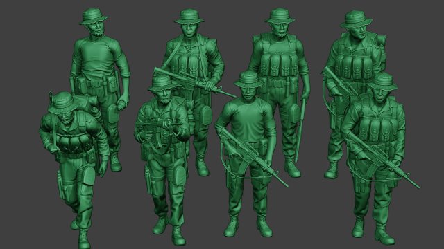modern jungle soldiers mjs1 pack 4 3D Print Model .c4d .max .obj .3ds .fbx .stl .blend 