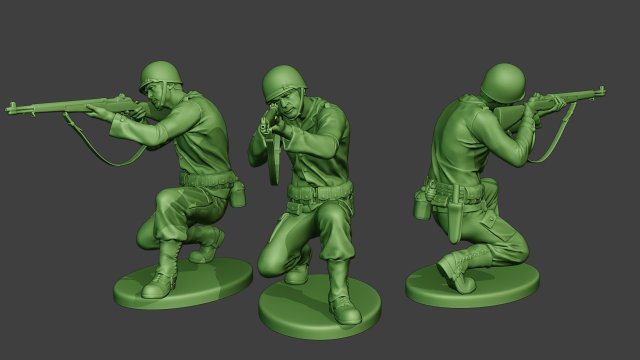 american soldier ww2 shoot crouch a12 3D Принт Модель .c4d .max .obj .3ds .fbx .stl .blend