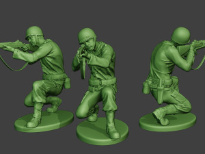 american soldier ww2 shoot crouch a12 3D Print Model
