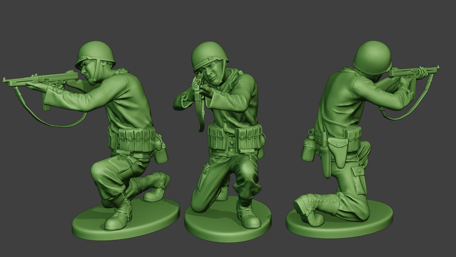 american soldier ww2 shoot crouch2 a12 3D Print Model .c4d .max .obj .3ds .fbx .stl .blend