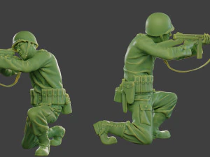 american soldier ww2 shoot crouch2 a12 3D Print Model